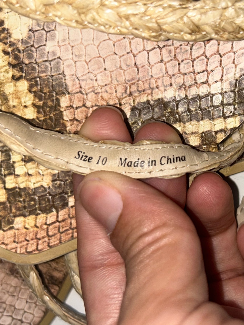 Dolce Vita Braided Snake-Print Slide Sandals in Beige and Tan - Picture 4 of 8